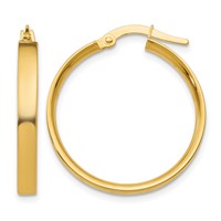 14K Yellow Gold 3x 25mm Tube Hoop Earrings view 1