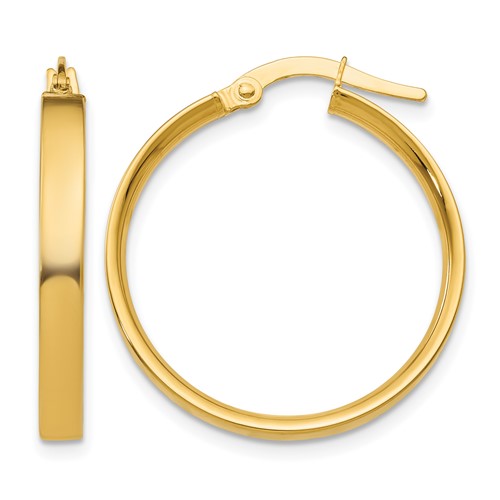 14K Yellow Gold 3x 25mm Tube Hoop Earrings