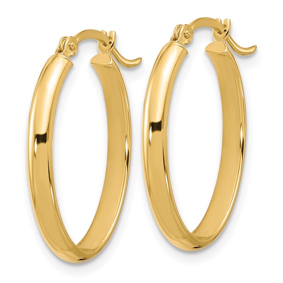 3mm Gold Oval Tube Hoop Earrings