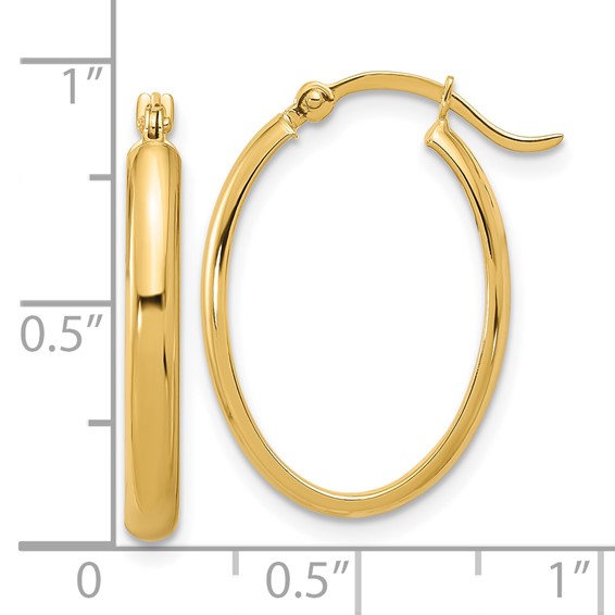 3mm Gold Oval Tube Hoop Earrings