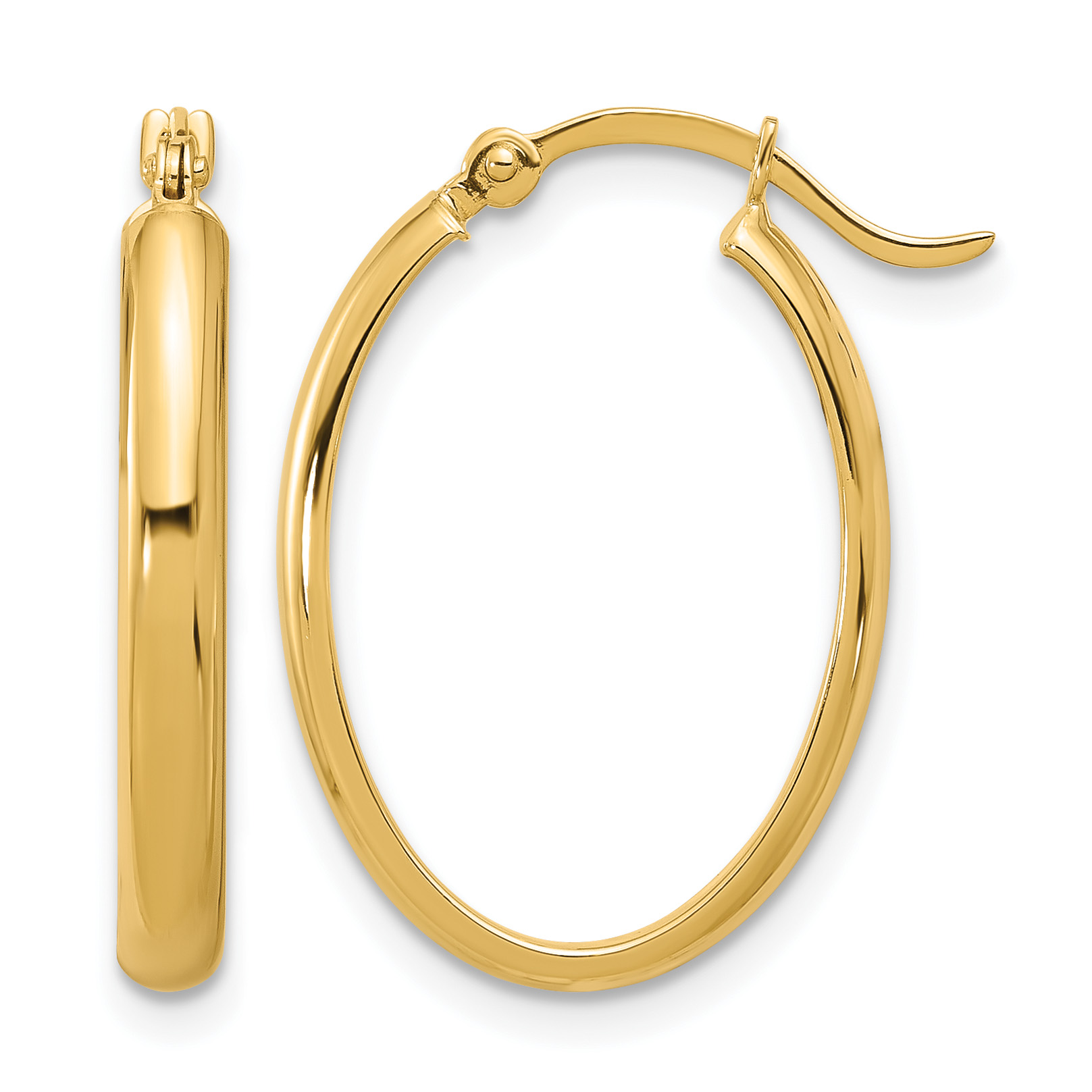 14K Oval Hoop Earrings (PRE556)