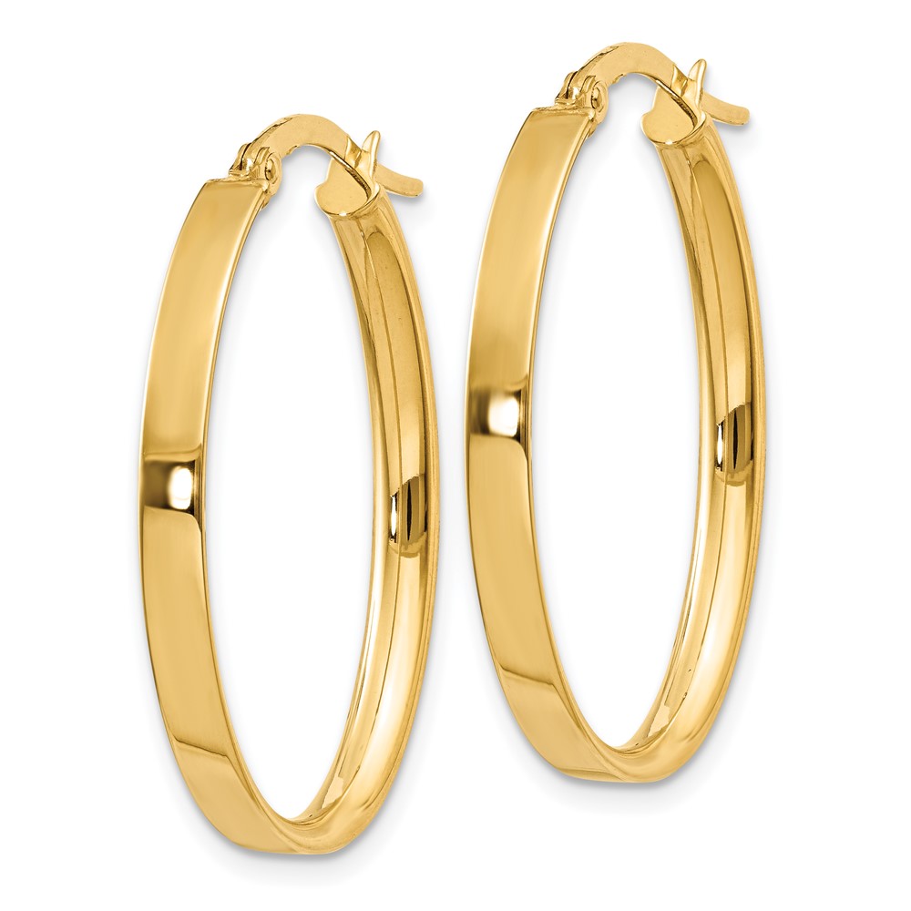 14K 3mm Oval Hoop Earrings (PRE557)