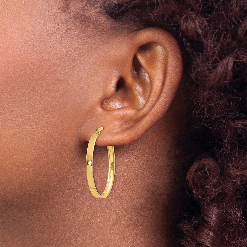 14K 3mm Oval Hoop Earrings (PRE557)