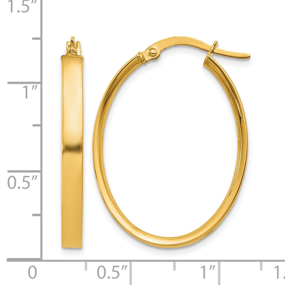 14K 3mm Oval Hoop Earrings (PRE557)