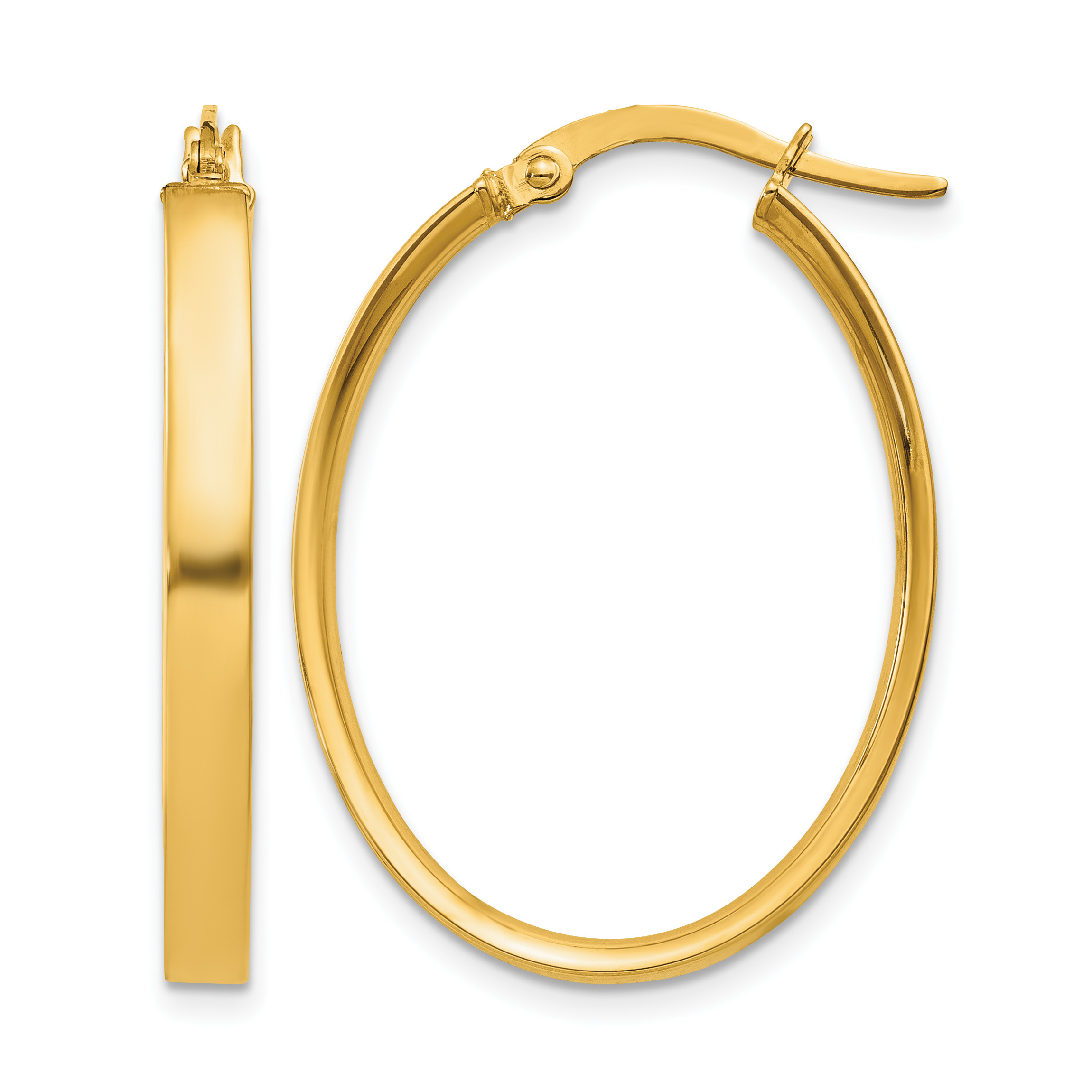 14K 3mm Oval Hoop Earrings (PRE557)