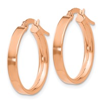 14K Rose Gold 3x 16mm Tube Hoop Earrings view 2