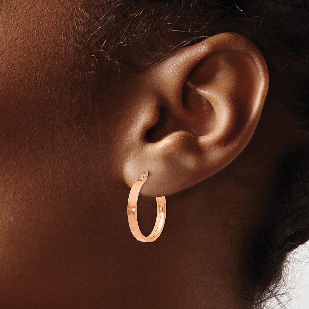 14K Rose Gold 3mm Small Hoop Earrings (PRE558)