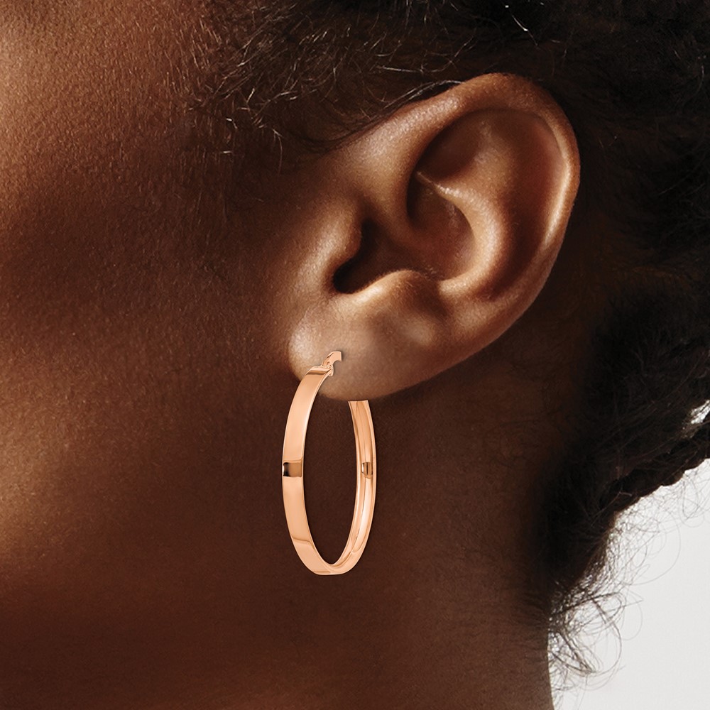 14K Rose Gold 3mm Large Hoop Earrings (PRE560)