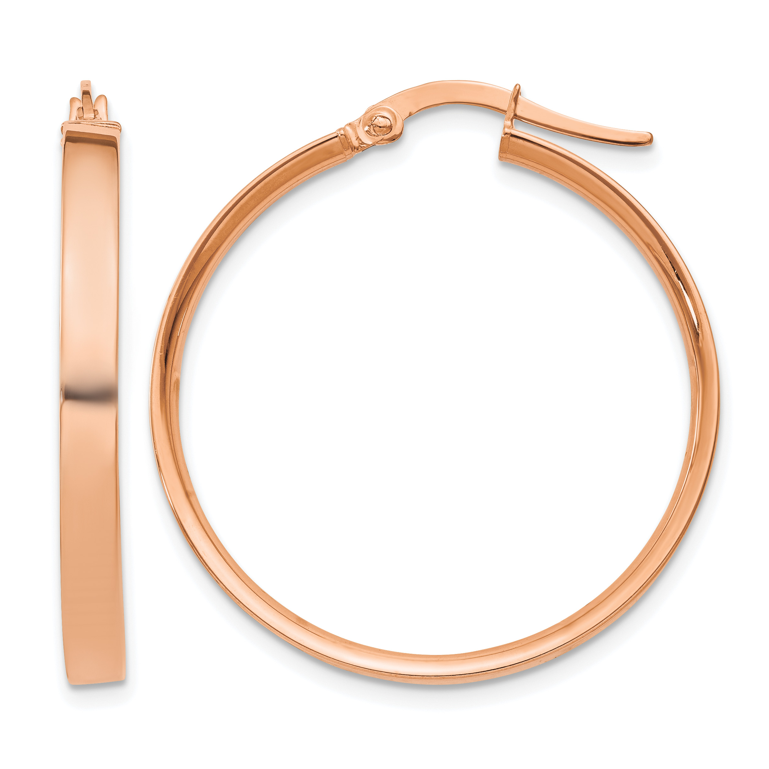 14K Rose Gold 3mm Large Hoop Earrings (PRE560)