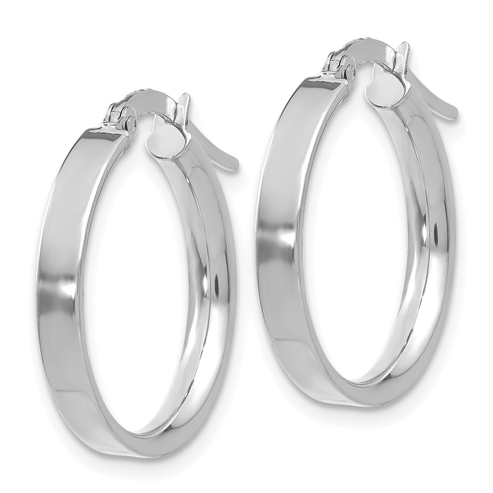 14K White Gold 3mm Small Hoop Earrings (PRE570)