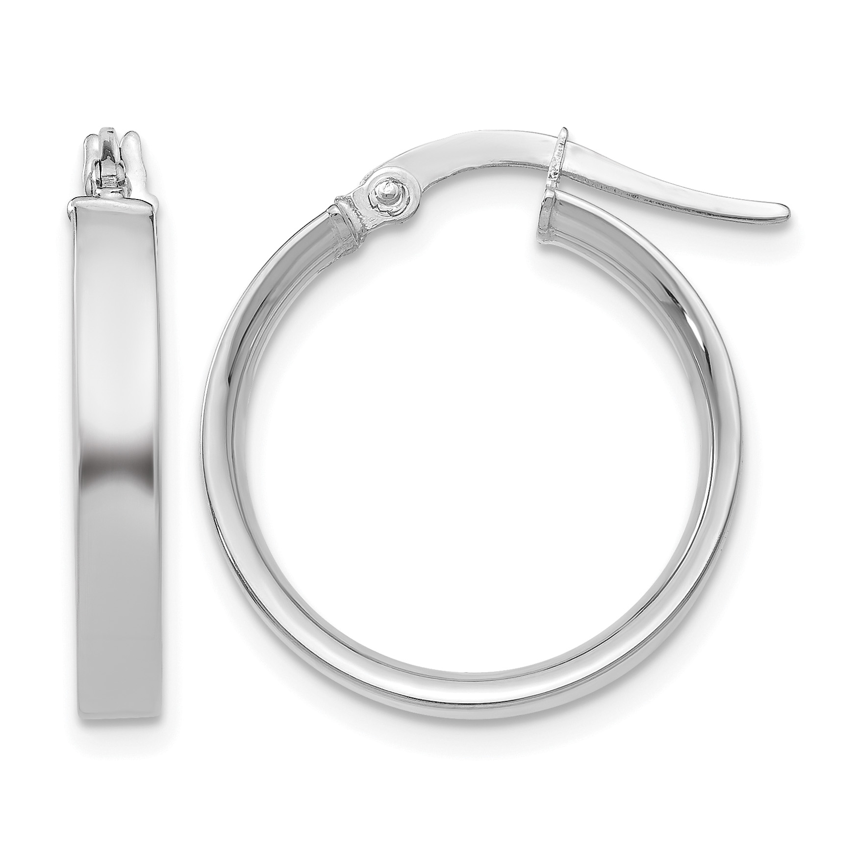 14K White Gold 3mm Small Hoop Earrings (PRE570)