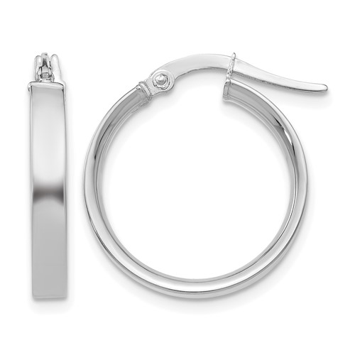 14K White Gold 3x 16mm Tube Hoop Earrings