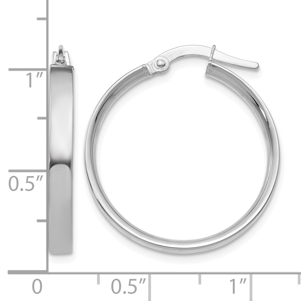 14K White Gold 3mm Medium Hoop Earrings (PRE571)
