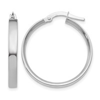14K White Gold 3x 25mm Tube Hoop Earrings view 1