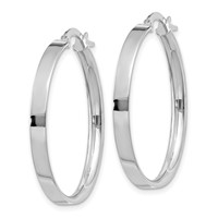 14K White Gold 3x 29mm Tube Hoop Earrings view 2