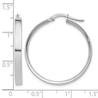 14K White Gold 3x 29mm Tube Hoop Earrings view 4