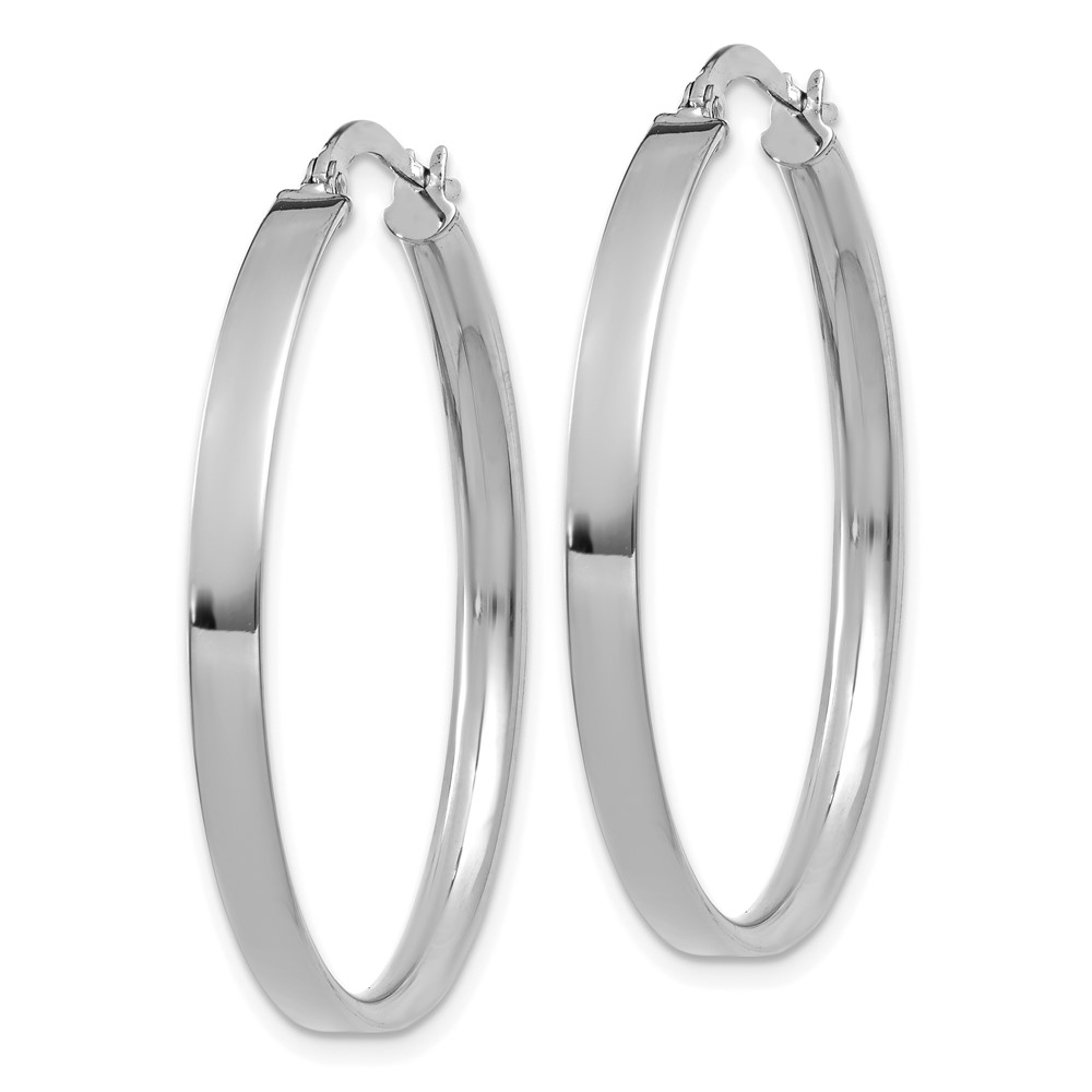 14K White Gold 3mm XL Hoop Earrings (PRE573)