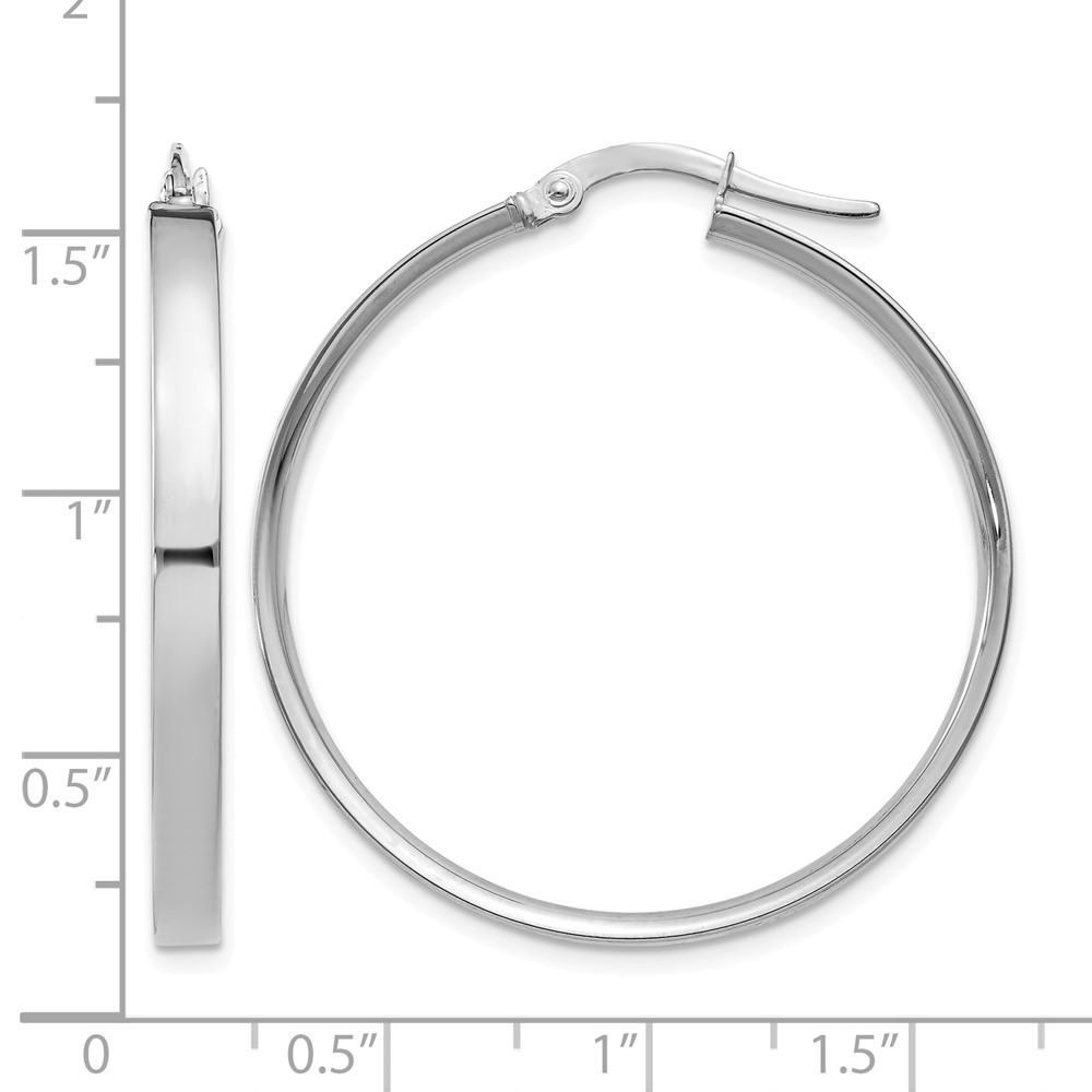 14K White Gold 3mm XL Hoop Earrings (PRE573)