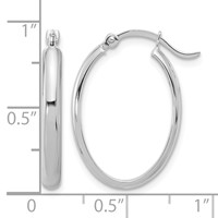 14K White Gold 3x 23mm Oval Tube Hoop Earrings view 3
