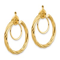 14K Yellow Gold 2.25x 24mm Polished Twisted Tube Hoop Non-pierced Earrings view 2