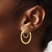 14K Yellow Gold 2.25x 24mm Polished Twisted Tube Hoop Non-pierced Earrings view 3