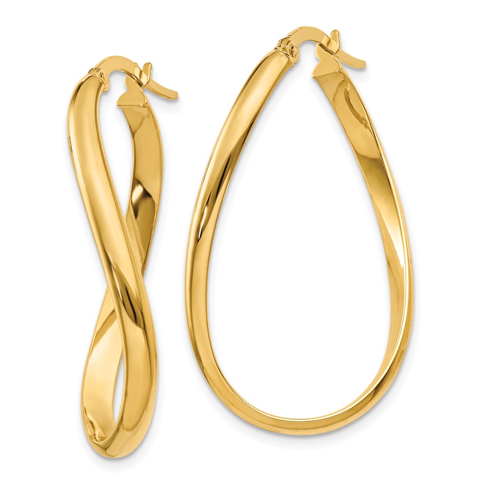 14k 3mm Twisted Oval Hoop Earrings (PRE665)