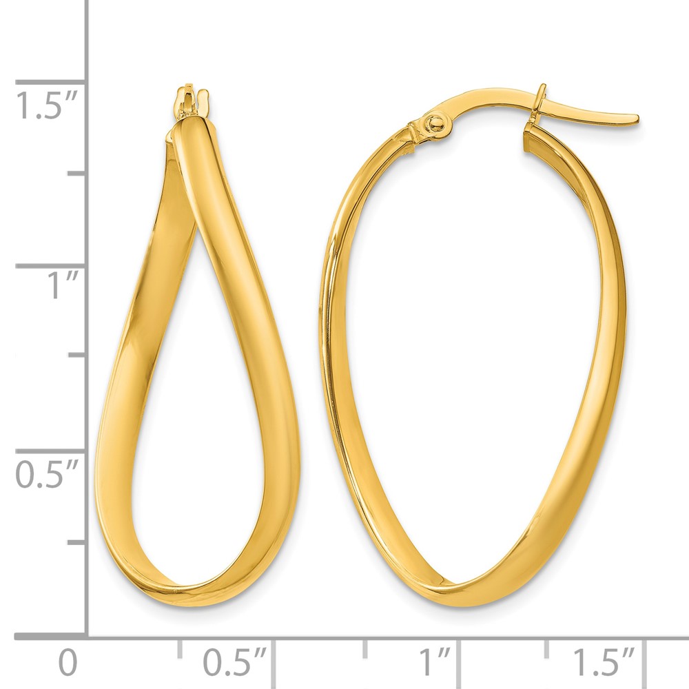 14k 3mm Twisted Oval Hoop Earrings (PRE665)