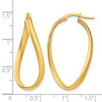 14K 3mm Twisted Oval Hoop Earrings view 5