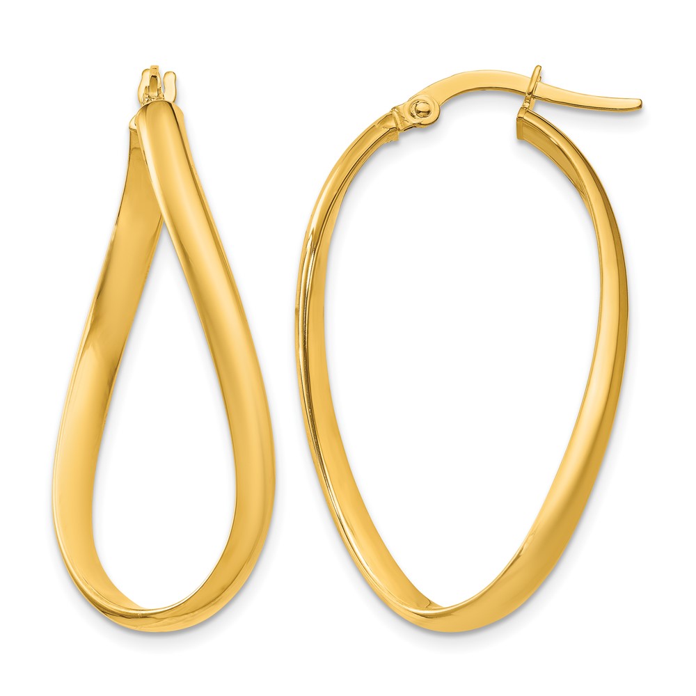 14k 3mm Twisted Oval Hoop Earrings (PRE665)