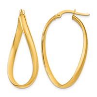14K 3mm Twisted Oval Hoop Earrings view 1