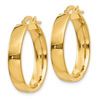 14K Yellow Gold 4.75x 25mm Polished Tube Hoop Earrings view 2