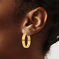 14K Yellow Gold 4.75x 25mm Polished Tube Hoop Earrings view 3