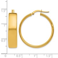 14K Yellow Gold 6.75x 30mm Polished Tube Hoop Earrings view 4