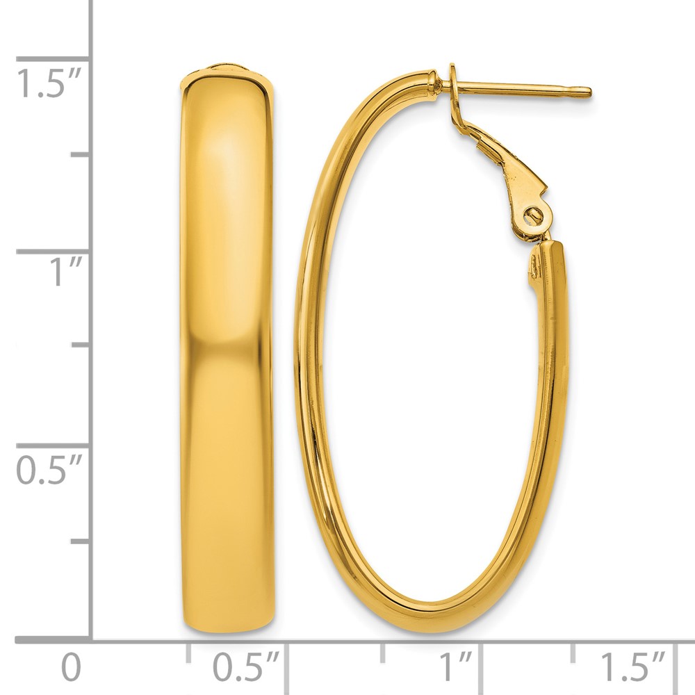 14k 5.75mm Oval Omega Back Hoop Earrings (PRE689)