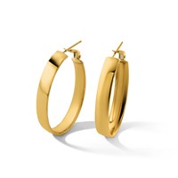 14K Yellow Gold 6x 34mm Polished Oval Omega Back Tube Hoop Earrings view 5