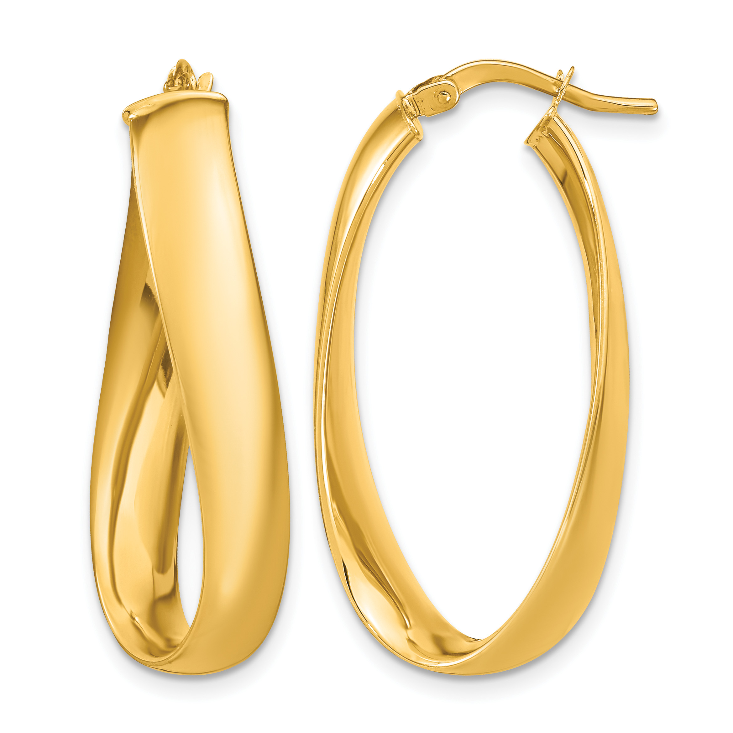 14k Twisted 6mm Oval Hoop Earrings (PRE691)