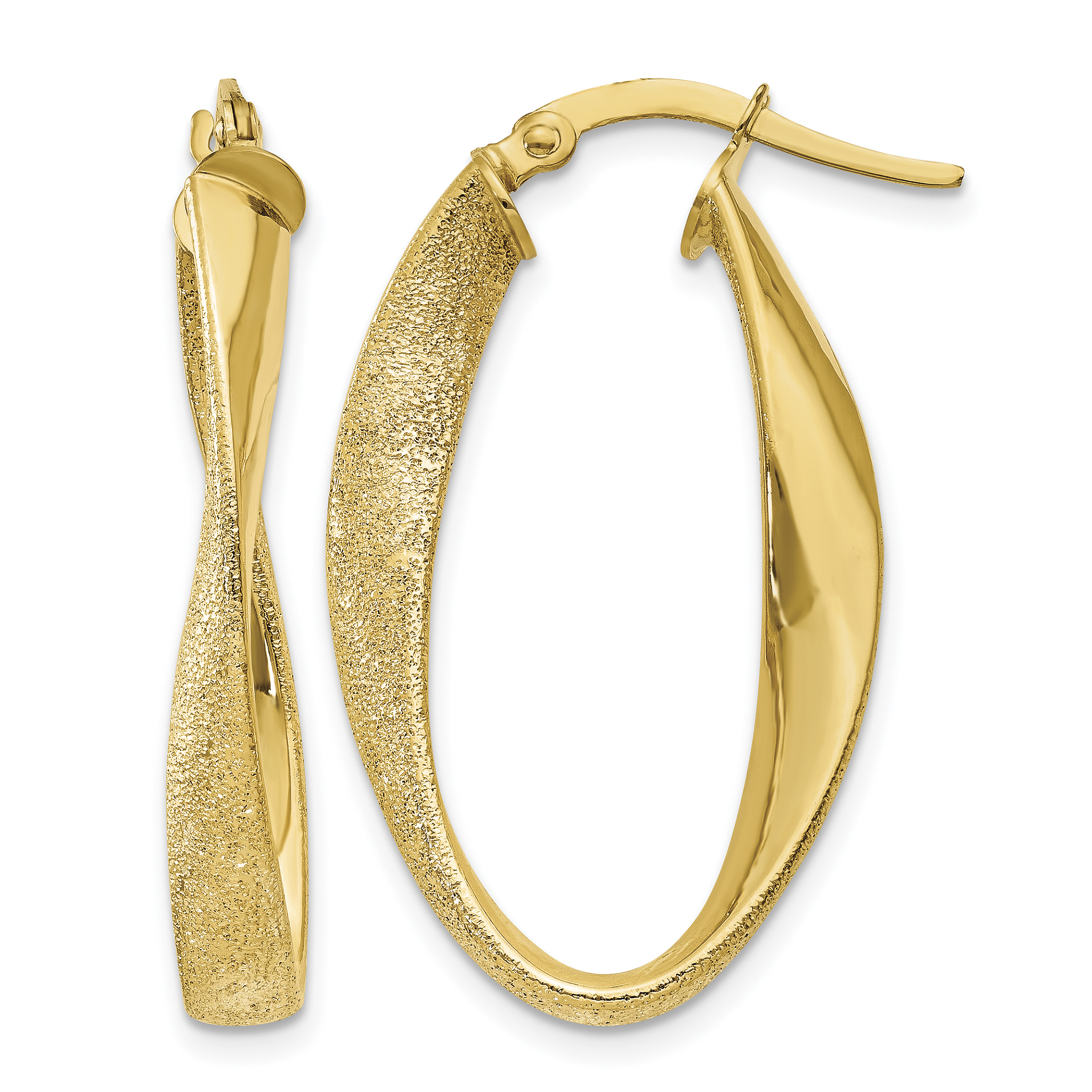 14ky Oval Twist Hoop Earrings (PRE699)
