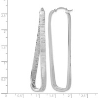 14K White Gold 4mm Textured Twisted Oval Hoop Earrings view 4