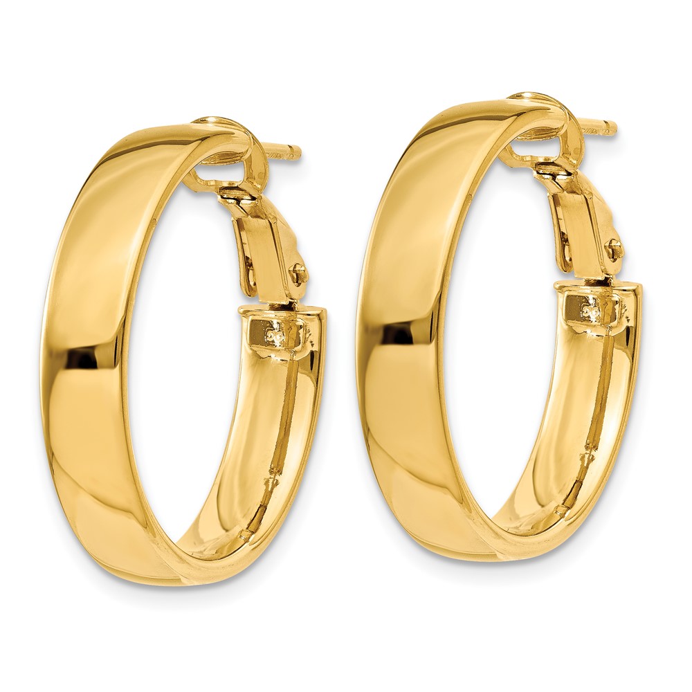 14k 5mm Omega Back Hoop Earrings (PRE733)