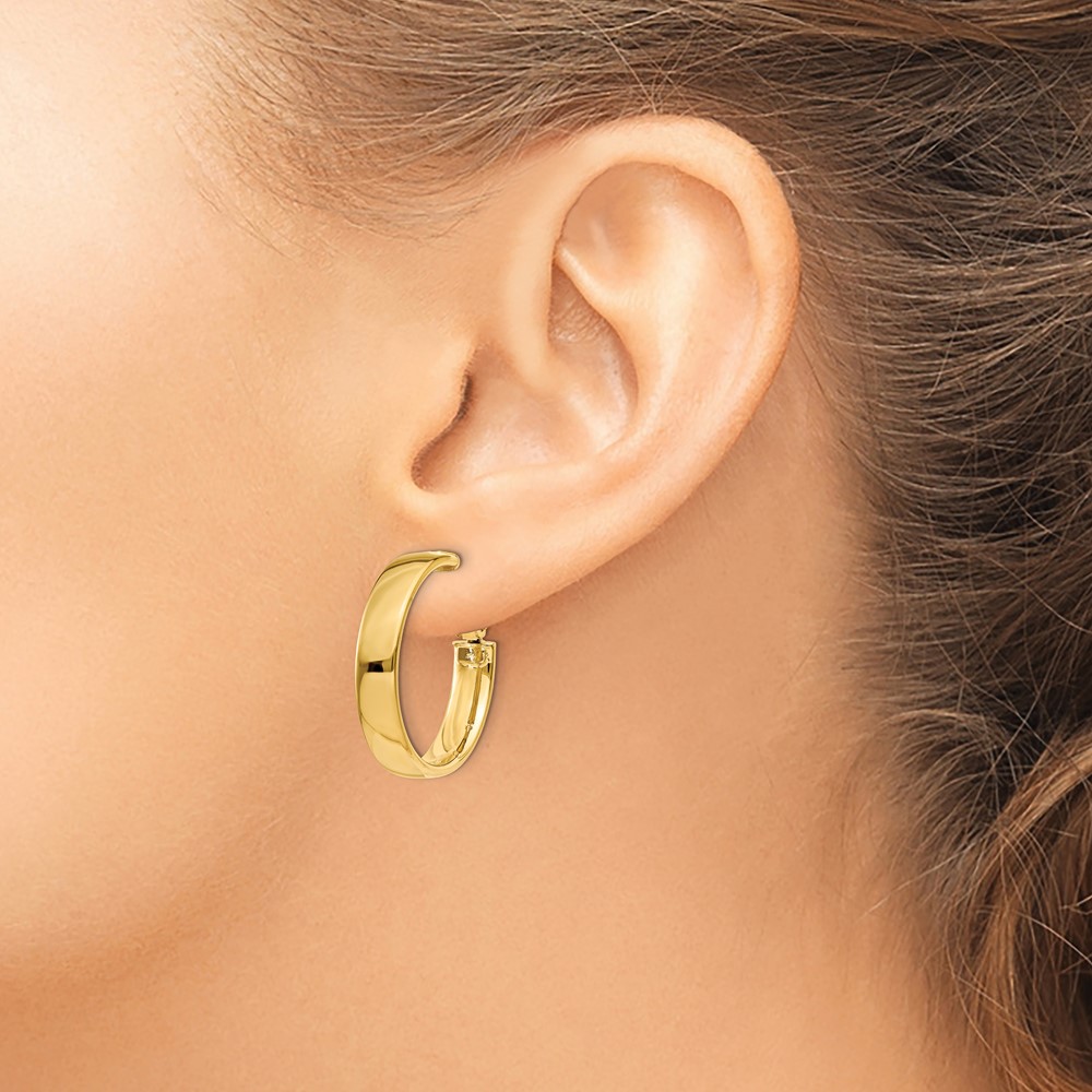 14k 5mm Omega Back Hoop Earrings (PRE733)