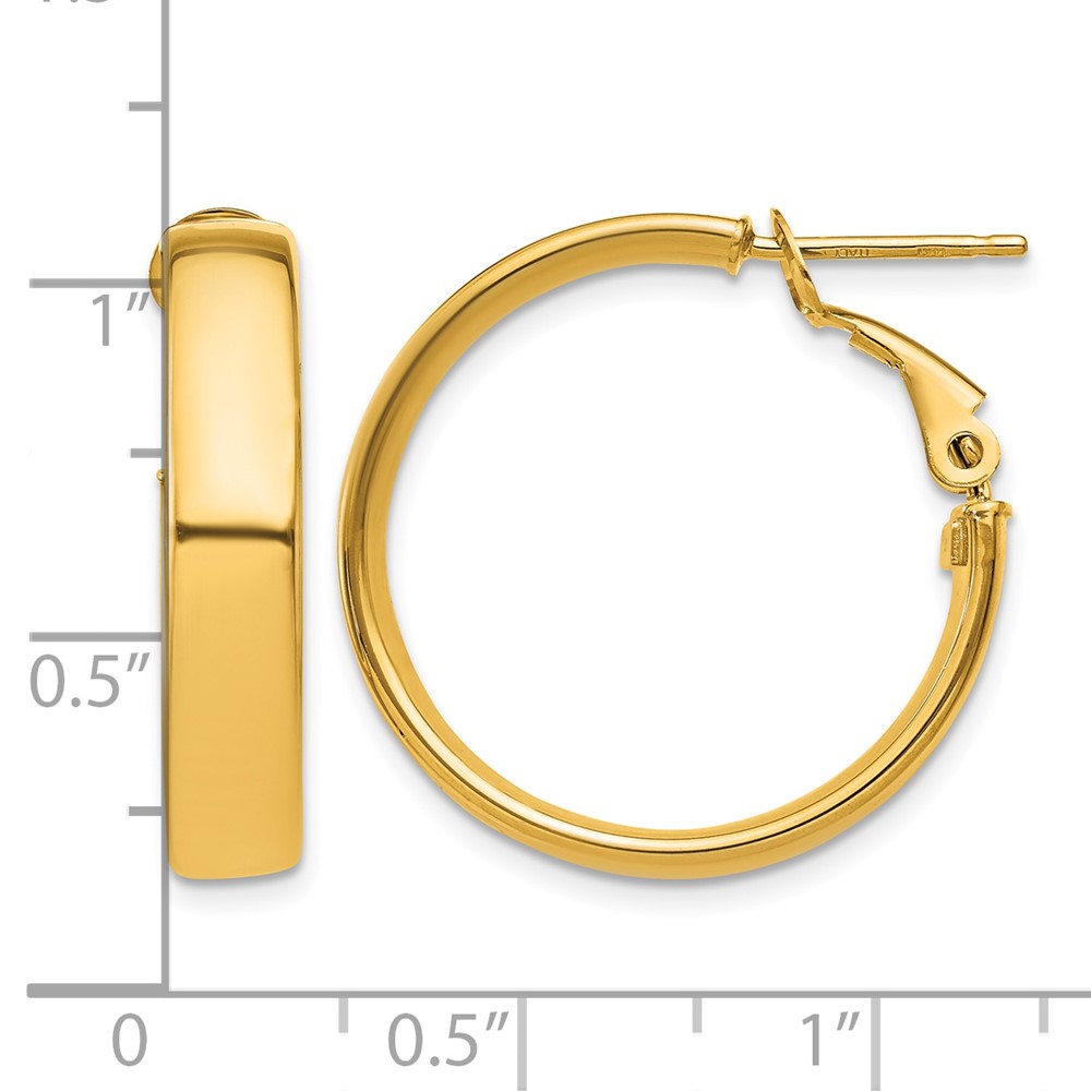 14k 5mm Omega Back Hoop Earrings (PRE733)