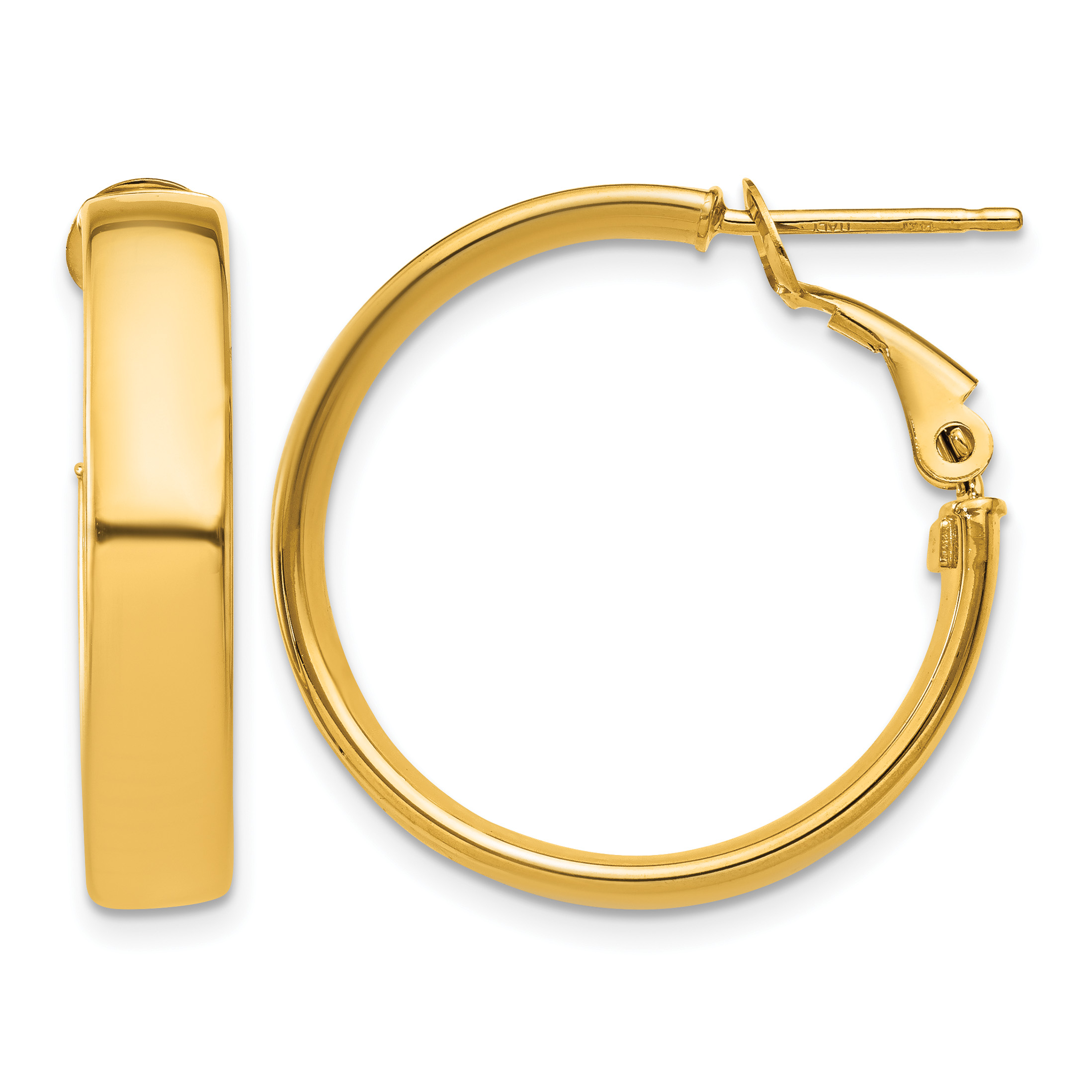 14k 5mm Omega Back Hoop Earrings (PRE733)