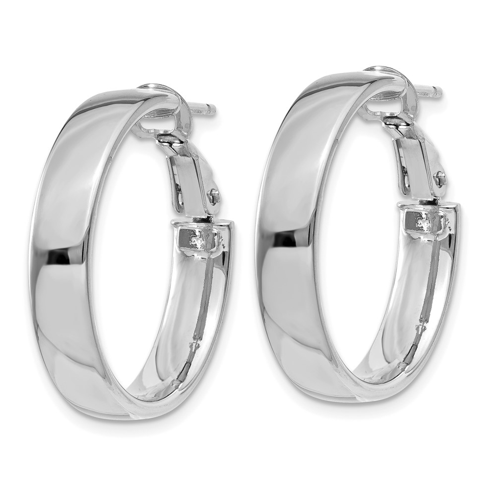 14k 5mm White Gold Omega Back Hoop Earrings (PRE733W)
