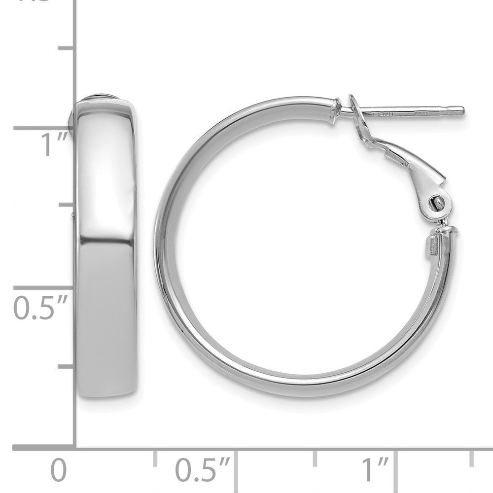 14k 5mm White Gold Omega Back Hoop Earrings (PRE733W)