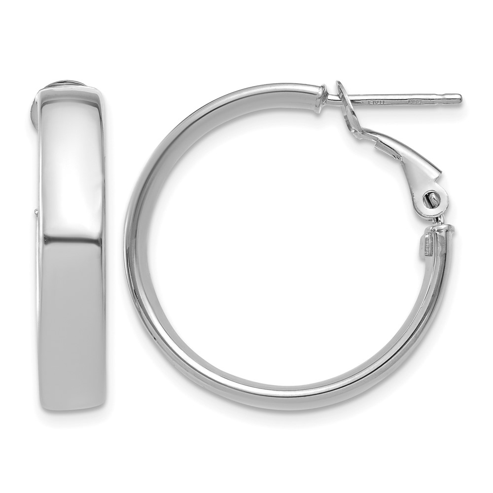 14k 5mm White Gold Omega Back Hoop Earrings (PRE733W)