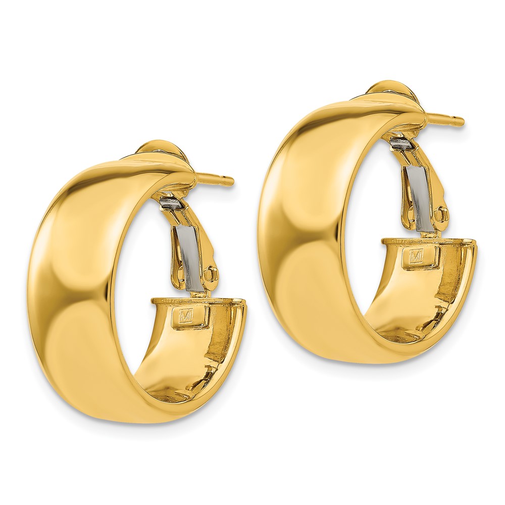 14k 7.75mm Small Omega Back Hoop Earrings (PRE734)