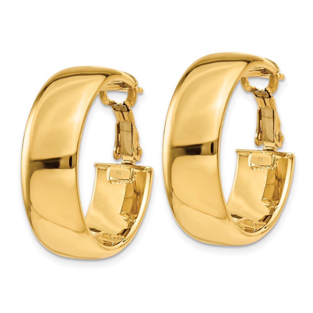 14k 7.75mm Omega Back Hoop Earrings (PRE735)