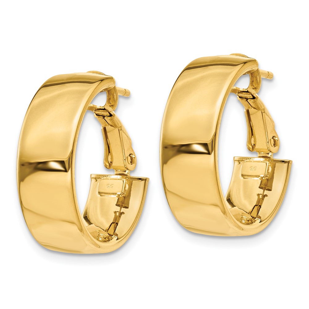 14k Polished 6.75mm Omega Back Hoop Earrings (PRE736)