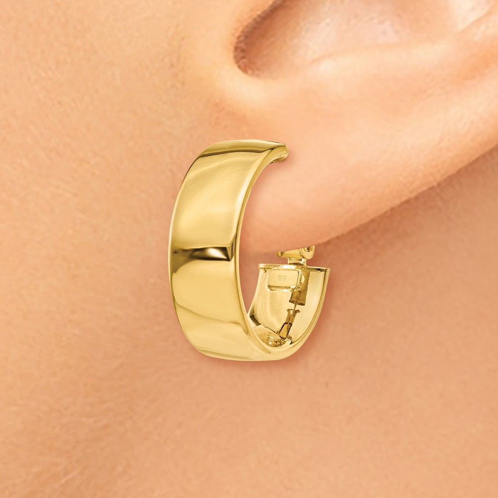 14k Polished 6.75mm Omega Back Hoop Earrings (PRE736)