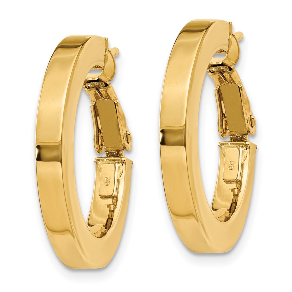 14k 3mm Square Tube Round Hoop Earrings (PRE740)